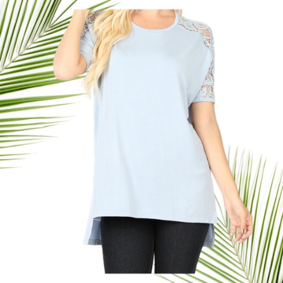 Zenana Outfitters Tops - Plus Size Short Sleeve top - Ash Blue